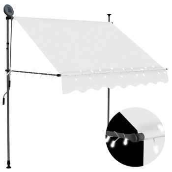 Toldo Manual Retráctil Con Led Color Crema 200 Cm Vidaxl