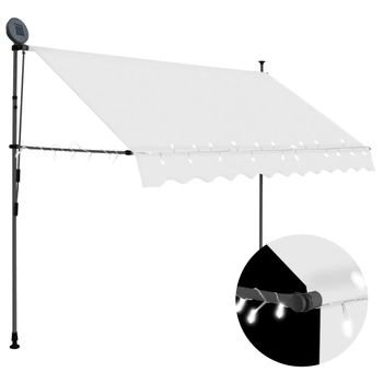 Toldo Manual Retráctil Con Led Color Crema 250 Cm Vidaxl