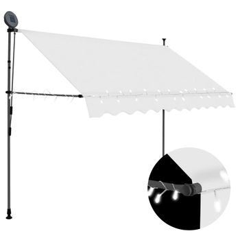 Toldo Manual Retráctil Con Led Color Crema 300 Cm Vidaxl