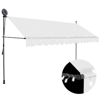 Toldo Manual Retráctil Con Led Color Crema 350 Cm Vidaxl