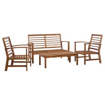 Juego de 3 Sillas Sillas de comedor con cojines Sillas de jardín madera  maciza acacia ES62005A