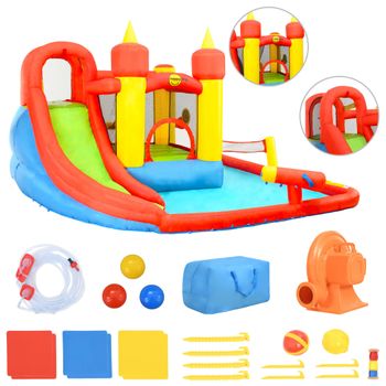 Castillo Hinchable Con Tobogán Y Piscina 410x385x220 Cm Happy Hop