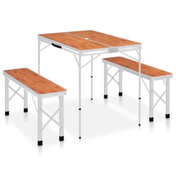 MESA CAMPING PLEGABLE ALUMINIO+MADERA 140X60X70CM