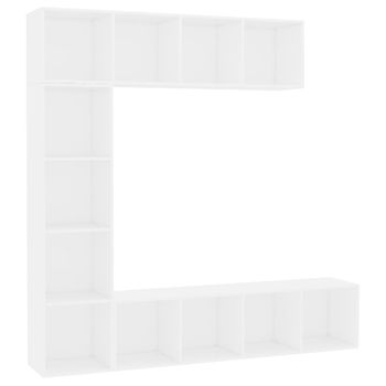 Mueble De Tv Y Librería 3 Piezas Blanco 180x30x180 Cm Vidaxl