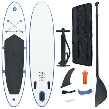 Set De Tabla Inflable De Paddle Surf Sup Azul Y Blanco Vidaxl