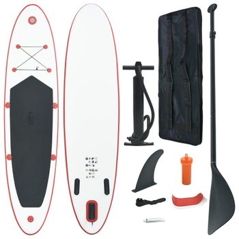 Set De Tabla Inflable De Paddle Surf Sup Rojo Y Blanco Vidaxl