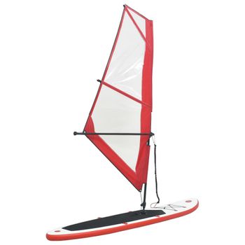 Tabla De Paddle Surf Inflable Con Vela Roja Y Blanca Vidaxl