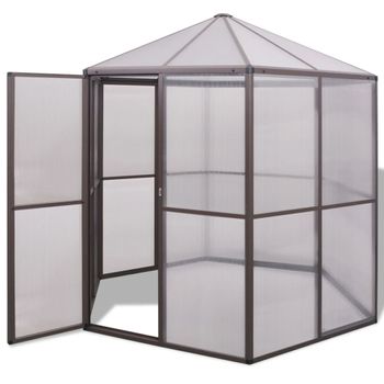 Tectake Invernadero de aluminio y policarbonato con base - 190 x 185 x 195  cm