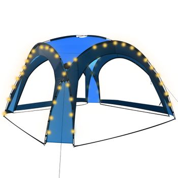 Carpa De Fiesta Con Led Y 4 Paredes Laterales Azul 3,6x3,6x2,3m Vidaxl