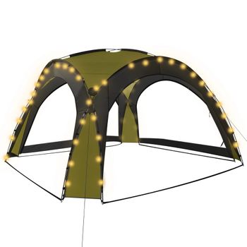 Carpa De Fiesta Con Led 4 Paredes Laterales Verde 3,6x3,6x2,3 M Vidaxl