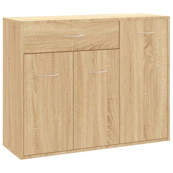 Aparador De Madera Contrachapada Color Roble Sonoma 88x30x70 Cm Vidaxl