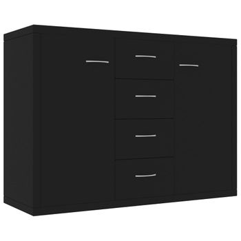 Aparador De Madera Contrachapada Negro 88x30x65 Cm Vidaxl