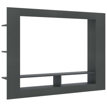 Mueble De Tv Madera Contrachapada Gris 152x22x113 Cm Vidaxl