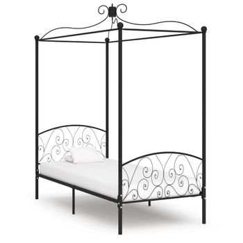 Estructura De Cama Con Dosel Metal Negro 90x200 Cm Vidaxl