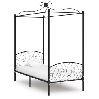 Estructura De Cama Con Dosel Metal Negro 100x200 Cm Vidaxl