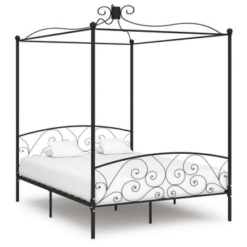 Cama canapé hidráulica tapizada cuero sintético negro VidaXL 285514