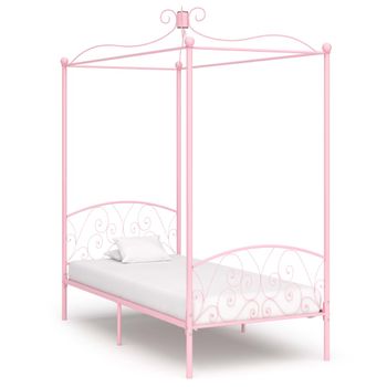 Estructura De Cama Con Dosel Metal Rosa 100x200 Cm Vidaxl