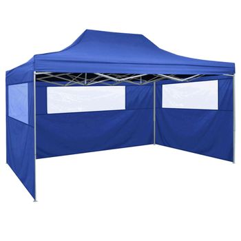 Carpa Plegable Profesional Con 3 Paredes Acero Azul 3x4 M Vidaxl