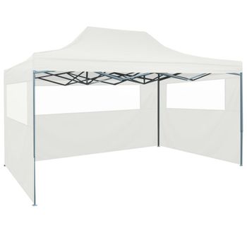 Carpa Plegable Profesional Con 3 Paredes Acero Blanco 3x4 M Vidaxl