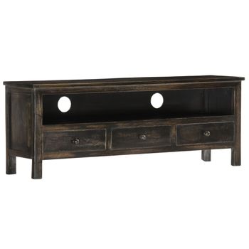 Mueble Para Tv De Madera Maciza De Mango Negro 120x30x45 Cm Vidaxl