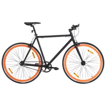 Bicicleta De Piñón Fijo Negro Y Naranja 700c 51 Cm Vidaxl