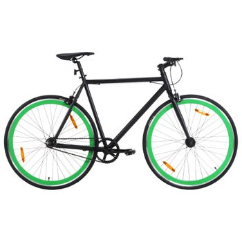 Bicicleta De Piñón Fijo Negro Y Verde 700c 51 Cm Vidaxl