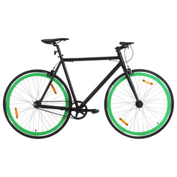 Bicicleta De Piñón Fijo Negro Y Verde 700c 59 Cm Vidaxl