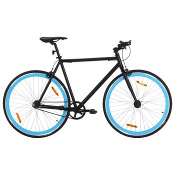 Bicicleta De Piñón Fijo Negro Y Azul 700c 59 Cm Vidaxl