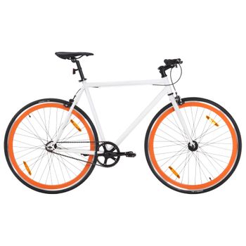 Bicicleta De Piñón Fijo Blanco Y Naranja 700c 55 Cm Vidaxl