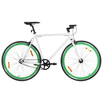 Bicicleta De Piñón Fijo Blanco Y Verde 700c 51 Cm Vidaxl