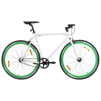 Bicicleta De Piñón Fijo Blanco Y Verde 700c 55 Cm Vidaxl