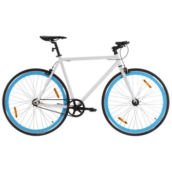 Bicicleta De Piñón Fijo Blanco Y Azul 700c 51 Cm Vidaxl