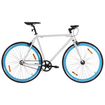 Bicicleta De Piñón Fijo Blanco Y Azul 700c 55 Cm Vidaxl