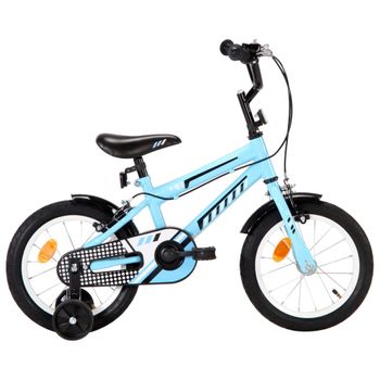 Bicicleta Para Niños 14 Pulgadas Negro Y Azul Vidaxl