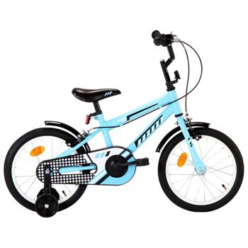 Bicicleta Para Niños 16 Pulgadas Negro Y Azul Vidaxl