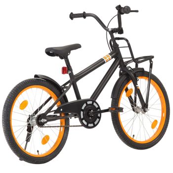 Bicicleta Niños Y Portaequipajes Delantero 20" Negro Y Naranja Vidaxl