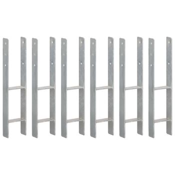 Anclajes De Valla 6 Uds Acero Galvanizado Plateado 12x6x60 Cm