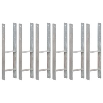 Anclajes De Valla 6 Uds Acero Galvanizado Plateado 14x6x60 Cm