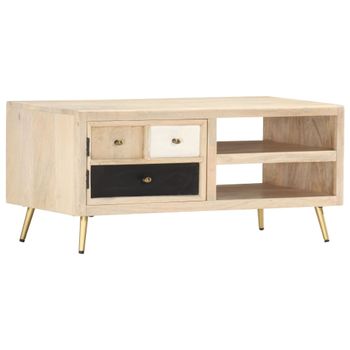 Mesa De Centro De Madera Maciza De Mango 90x45x40cm Vidaxl