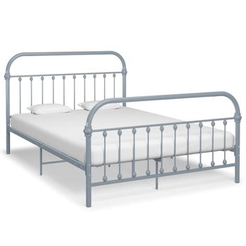 Estructura De Cama De Metal Gris 140x200 Cm Vidaxl