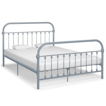 Estructura De Cama De Metal Gris 160x200 Cm Vidaxl