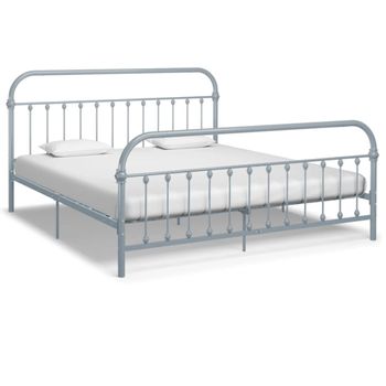 Estructura De Cama De Metal Gris 180x200 Cm Vidaxl