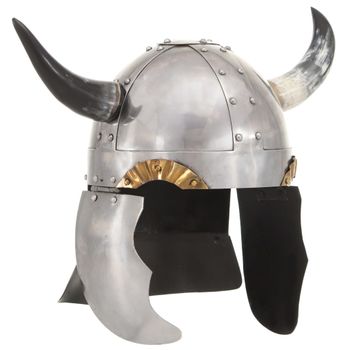 Casco Vikingo Fantasía Larp Acero Plateado Vidaxl