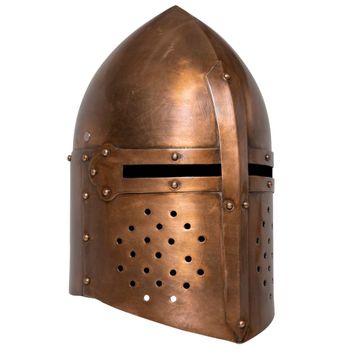 Réplica De Casco De Caballero Medieval Antiguo Larp Acero Cobre Vidaxl