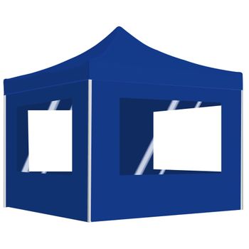 Carpa Plegable Profesional Con Paredes Aluminio Azul 2x2 M Vidaxl