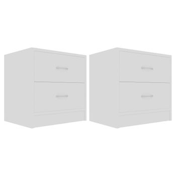 Mesitas De Noche 2 Uds Madera Contrachapada Blanco 40x30x40 Cm Vidaxl