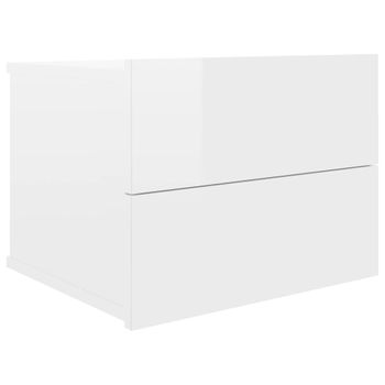 Mesita De Noche Madera Contrachapada Blanco Brillo 40x30x30cm Vidaxl