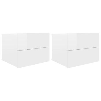 Mesitas Noche 2 Uds Contrachapada Blanco Brillo 40x30x30 Cm Vidaxl