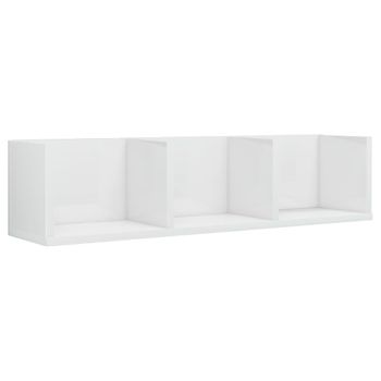 Estantería De Pared Cd Contrachapada Blanco Brillo 75x18x18 Cm Vidaxl