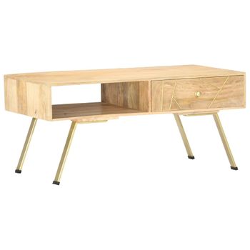 Mesa De Centro De Madera Maciza De Mango 95x50x42 Cm Vidaxl